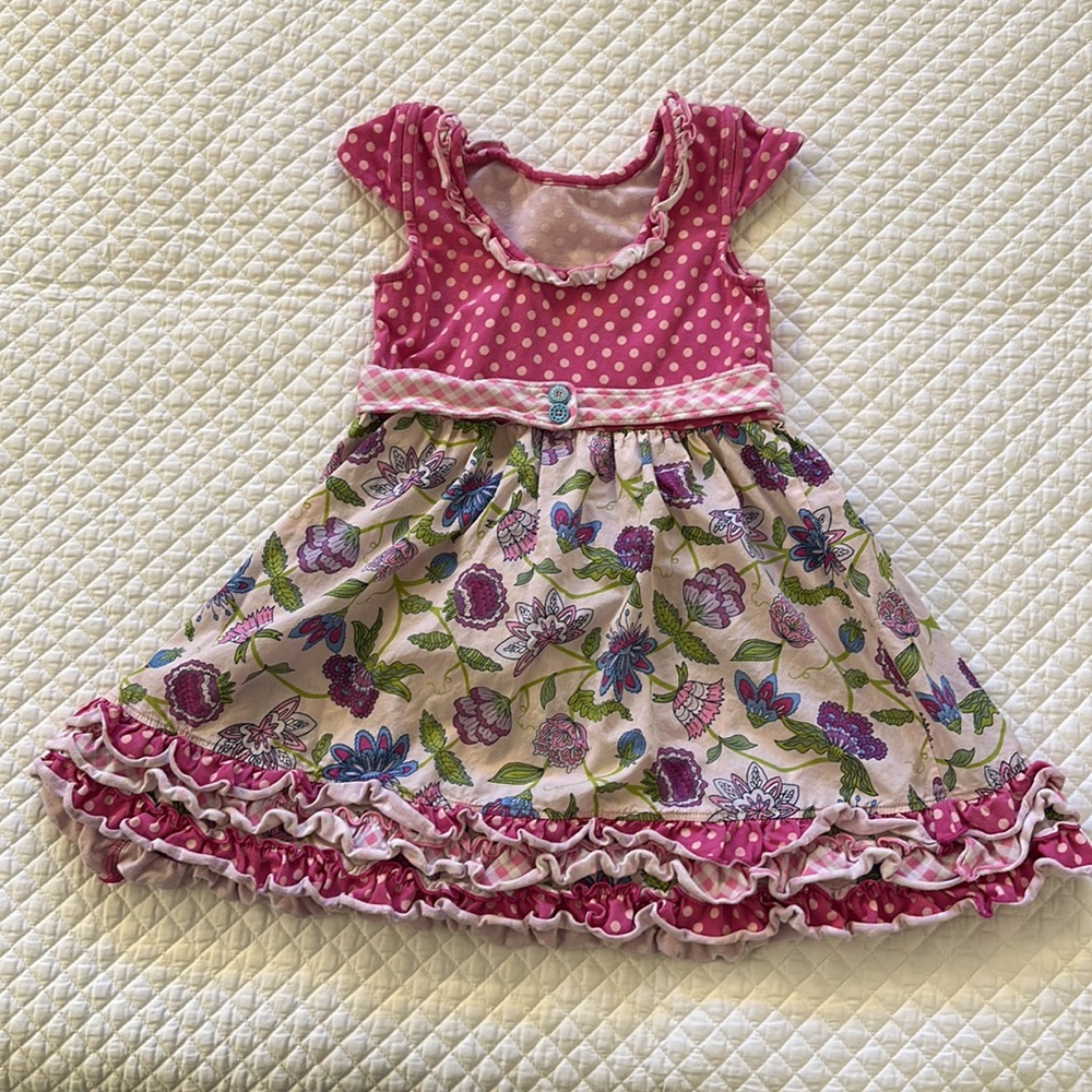 Matilda Jane Pink Brilliant Daydream Dot Dot Dot Dress Size 6 floral - Picture 3 of 4